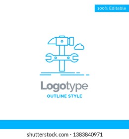 Blue Logo design for Build, engineering, hammer, repair, service. Business Concept Brand Name Design and Place for Tagline. Creative Company Logo Template. Blue and Gray Color logo design 100% Editabl