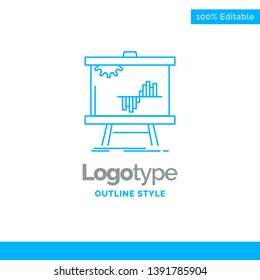 Blue Logo design for Business, chart, data, graph, stats. Business Concept Brand Name Design and Place for Tagline. Creative Company Logo Template. Blue and Gray Color logo design 100% Editable Templa