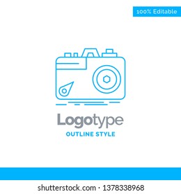 Blue Logo design for Camera, photography, capture, photo, aperture. Business Concept Brand Name Design and Place for Tagline. Creative Company Logo Template. Blue and Gray Color logo design 100% Edita