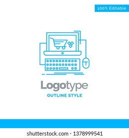 Blue Logo design for Cart, online, shop, store, game. Business Concept Brand Name Design and Place for Tagline. Creative Company Logo Template. Blue and Gray Color logo design 100% Editable Template.