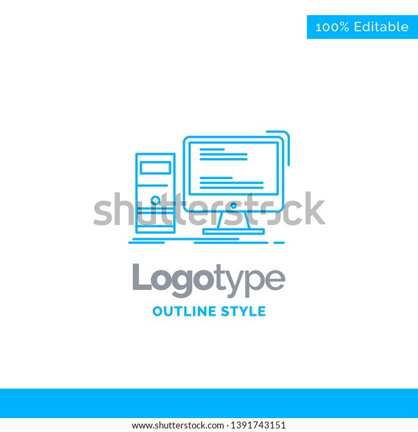 Blue Logo Design Computer Desktop Gaming Stock Vector Royalty