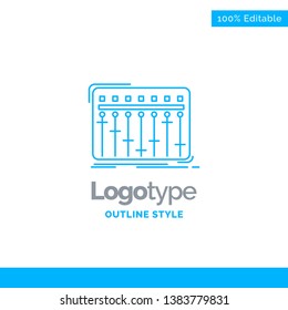 Blue Logo design for Console, dj, mixer, music, studio. Business Concept Brand Name Design and Place for Tagline. Creative Company Logo Template. Blue and Gray Color logo design 100% Editable Template