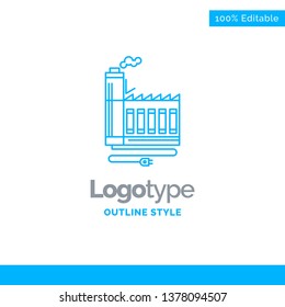 Blue Logo design for Consumption, resource, energy, factory, manufacturing. Business Concept Brand Name Design and Place for Tagline. Creative Company Logo Template. Blue and Gray Color logo design 10