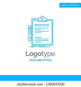 Blue Logo design for Contract, check, Business, done, clip board. Business Concept Brand Name Design and Place for Tagline. Creative Company Logo Template. Blue and Gray Color logo design 100% Editabl