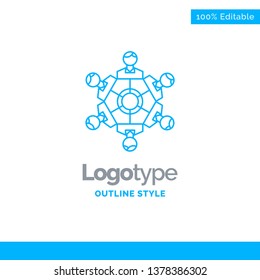 Blue Logo design for Cooperation, friends, game, games, playing. Business Concept Brand Name Design and Place for Tagline. Creative Company Logo Template. Blue and Gray Color logo design 100% Editable