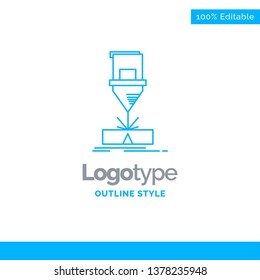Blue Logo design for Cutting, engineering, fabrication, laser, steel. Business Concept Brand Name Design and Place for Tagline. Creative Company Logo Template. Blue and Gray Color logo design 100% Edi