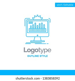 Blue Logo design for dashboard, admin, monitor, monitoring, processing. Business Concept Brand Name Design and Place for Tagline. Creative Company Logo Template. Blue and Gray Color logo design 100% E