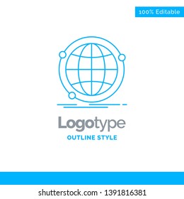 Blue Logo design for Data, global, internet, network, web. Business Concept Brand Name Design and Place for Tagline. Creative Company Logo Template. Blue and Gray Color logo design 100% Editable Templ