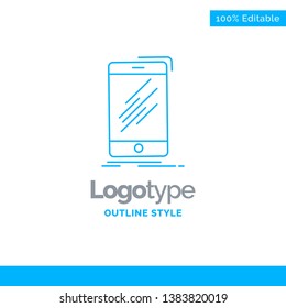 Blue Logo design for Device, mobile, phone, smartphone, telephone. Business Concept Brand Name Design and Place for Tagline. Creative Company Logo Template. Blue and Gray Color logo design 100% Editab