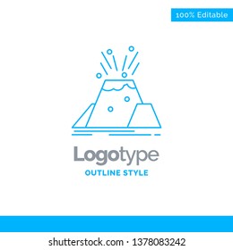 Blue Logo design for disaster, eruption, volcano, alert, safety. Business Concept Brand Name Design and Place for Tagline. Creative Company Logo Template. Blue and Gray Color logo design 100% Editable