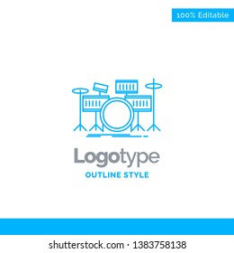 Blue Logo design for drum, drums, instrument, kit, musical. Business Concept Brand Name Design and Place for Tagline. Creative Company Logo Template. Blue and Gray Color logo design 100% Editable Temp