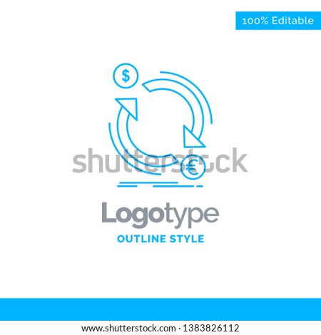 Blue Logo design for exchange, currency, finance, money, convert. Business Concept Brand Name Design and Place for Tagline. Creative Company Logo Template. Blue and Gray Color logo design 100% Editabl