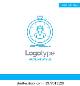 Blue Logo design for fast, speed, stopwatch, timer, girl. Business Concept Brand Name Design and Place for Tagline. Creative Company Logo Template. Blue and Gray Color logo design 100% Editable Templa