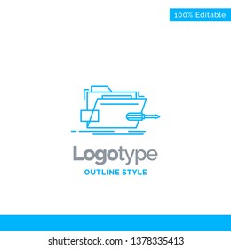 Blue Logo design for Folder, repair, skrewdriver, tech, technical. Business Concept Brand Name Design and Place for Tagline. Creative Company Logo Template. Blue and Gray Color logo design 100% Editab