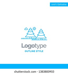 Blue Logo design for forest, camping, jungle, tree, pines. Business Concept Brand Name Design and Place for Tagline. Creative Company Logo Template. Blue and Gray Color logo design 100% Editable Templ