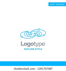 Blue Logo design for Galaxy, astronomy, planets, system, universe. Business Concept Brand Name Design and Place for Tagline. Creative Company Logo Template. Blue and Gray Color logo design 100% Editab