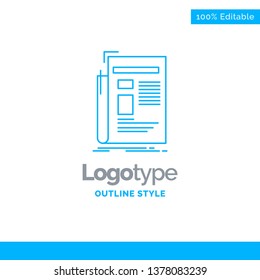 Blue Logo design for Gazette, media, news, newsletter, newspaper. Business Concept Brand Name Design and Place for Tagline. Creative Company Logo Template. Blue and Gray Color logo design 100% Editabl