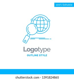 Blue Logo design for global, globe, magnifier, research, world. Business Concept Brand Name Design and Place for Tagline. Creative Company Logo Template. Blue and Gray Color logo design 100% Editable 