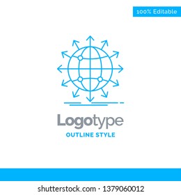 Blue Logo design for globe, network, arrow, news, worldwide. Business Concept Brand Name Design and Place for Tagline. Creative Company Logo Template. Blue and Gray Color logo design 100% Editable Tem