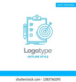 Blue Logo design for goals, report, analytics, target, achievement. Business Concept Brand Name Design and Place for Tagline. Creative Company Logo Template. Blue and Gray Color logo design 100% Edita