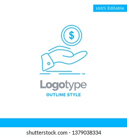 Blue Logo design for help, cash out, debt, finance, loan. Business Concept Brand Name Design and Place for Tagline. Creative Company Logo Template. Blue and Gray Color logo design 100% Editable Templa