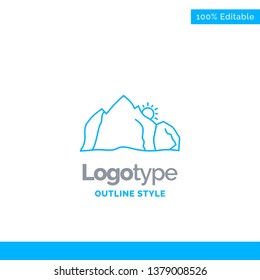 Blue Logo design for hill, landscape, nature, mountain, scene. Business Concept Brand Name Design and Place for Tagline. Creative Company Logo Template. Blue and Gray Color logo design 100% Editable T