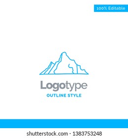 Blue Logo design for hill, landscape, nature, mountain, scene. Business Concept Brand Name Design and Place for Tagline. Creative Company Logo Template. Blue and Gray Color logo design 100% Editable T