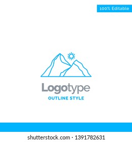 Blue Logo design for hill, landscape, nature, mountain, scene. Business Concept Brand Name Design and Place for Tagline. Creative Company Logo Template. Blue and Gray Color logo design 100% Editable T