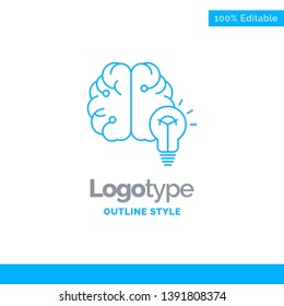 Blue Logo design for idea, business, brain, mind, bulb. Business Concept Brand Name Design and Place for Tagline. Creative Company Logo Template. Blue and Gray Color logo design 100% Editable Template
