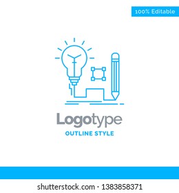 Blue Logo design for Idea, insight, key, lamp, lightbulb. Business Concept Brand Name Design and Place for Tagline. Creative Company Logo Template. Blue and Gray Color logo design 100% Editable Templa