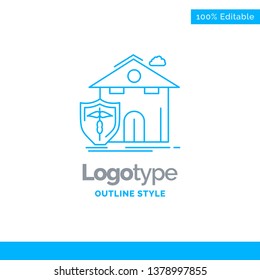 Blue Logo design for insurance, home, house, casualty, protection. Business Concept Brand Name Design and Place for Tagline. Creative Company Logo Template. Blue and Gray Color logo design 100% Editab