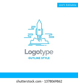 Blue Logo design for launch, Publish, App, shuttle, space. Business Concept Brand Name Design and Place for Tagline. Creative Company Logo Template. Blue and Gray Color logo design 100% Editable Templ