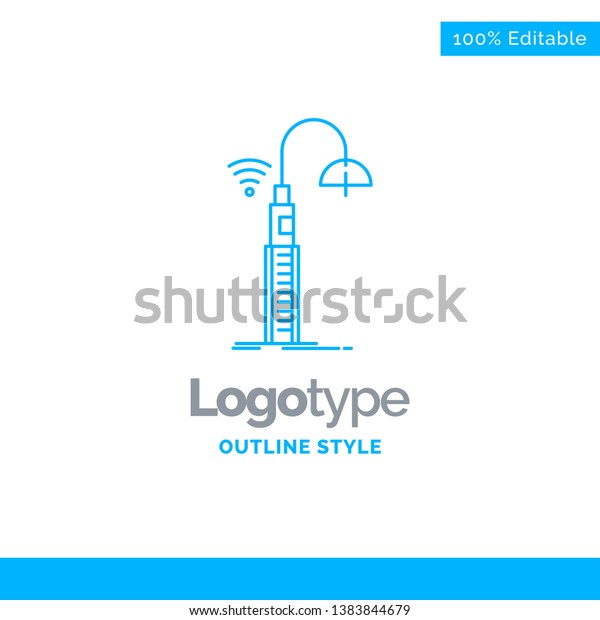 Blue Logo design for lights, street, wifi, smart,\
technology. Business Concept Brand Name Design and Place for\
Tagline. Creative Company Logo Template. Blue and Gray Color logo\
design 100% Editable Te
