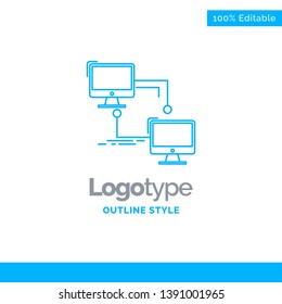 Blue Logo design for local, lan, connection, sync, computer. Business Concept Brand Name Design and Place for Tagline. Creative Company Logo Template. Blue and Gray Color logo design 100% Editable Tem