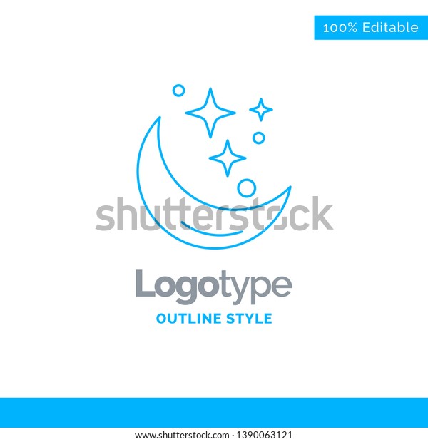 Blue Logo design for Moon, Night, star, weather,\
space. Business Concept Brand Name Design and Place for Tagline.\
Creative Company Logo Template. Blue and Gray Color logo design\
100% Editable Template