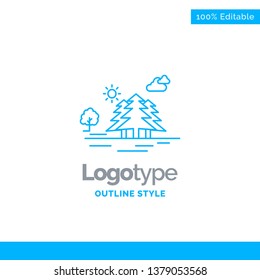 Blue Logo design for , Mountain, hill, landscape, nature, clouds. Business Concept Brand Name Design and Place for Tagline. Creative Company Logo Template. Blue and Gray Color logo design 100% Editabl