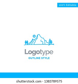Blue Logo design for mountain, landscape, hill, nature, tree. Business Concept Brand Name Design and Place for Tagline. Creative Company Logo Template. Blue and Gray Color logo design 100% Editable Te