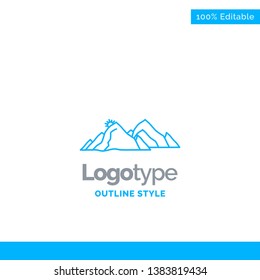 Blue Logo design for mountain, landscape, hill, nature, scene. Business Concept Brand Name Design and Place for Tagline. Creative Company Logo Template. Blue and Gray Color logo design 100% Editable T