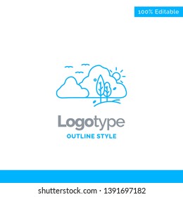 Blue Logo design for mountain, landscape, hill, nature, tree. Business Concept Brand Name Design and Place for Tagline. Creative Company Logo Template. Blue and Gray Color logo design 100% Editable Te