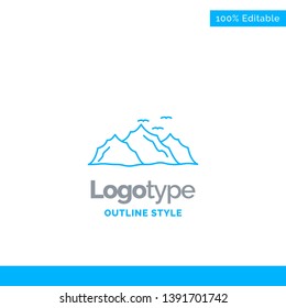 Blue Logo design for mountain, landscape, hill, nature, birds. Business Concept Brand Name Design and Place for Tagline. Creative Company Logo Template. Blue and Gray Color logo design 100% Editable T