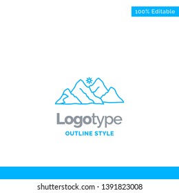 Blue Logo design for mountain, landscape, hill, nature, scene. Business Concept Brand Name Design and Place for Tagline. Creative Company Logo Template. Blue and Gray Color logo design 100% Editable T