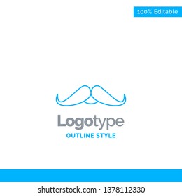 Blue Logo design for moustache, Hipster, male, men. Business Concept Brand Name Design and Place for Tagline. Creative Company Logo Template. Blue and Gray Color logo design 100% Editable Te