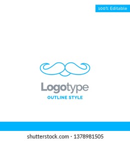 Blue Logo design for moustache, Hipster, male, men. Business Concept Brand Name Design and Place for Tagline. Creative Company Logo Template. Blue and Gray Color logo design 100% Editable Te