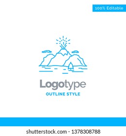 Blue Logo design for Nature, hill, landscape, mountain, blast. Business Concept Brand Name Design and Place for Tagline. Creative Company Logo Template. Blue and Gray Color logo design 100% Editable T