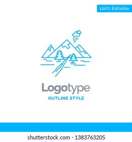 Blue Logo design for rocks, hill, landscape, nature, mountain. Business Concept Brand Name Design and Place for Tagline. Creative Company Logo Template. Blue and Gray Color logo design 100% Editable T
