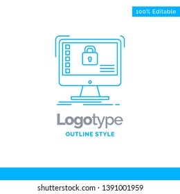 Blue Logo design for secure, protection, safe, system, data. Business Concept Brand Name Design and Place for Tagline. Creative Company Logo Template. Blue and Gray Color logo design 100% Editable Tem