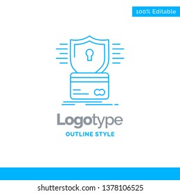 Blue Logo design for security, credit card, card, hacking, hack. Business Concept Brand Name Design and Place for Tagline. Creative Company Logo Template. Blue and Gray Color logo design 100% Editable