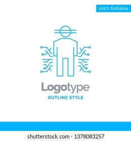 Blue Logo design for Sensor, body, Data, Human, Science. Business Concept Brand Name Design and Place for Tagline. Creative Company Logo Template. Blue and Gray Color logo design 100% Editable Templat