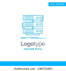 Blue Logo design for server, storage, rack, database, data. Business Concept Brand Name Design and Place for Tagline. Creative Company Logo Template. Blue and Gray Color logo design 100% Editable Temp