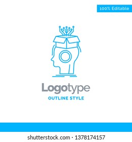 Blue Logo design for sousveillance, Artificial, brain, digital, head. Business Concept Brand Name Design and Place for Tagline. Creative Company Logo Template. Blue and Gray Color logo design 100% Edi